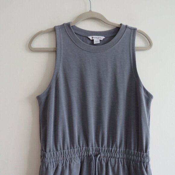 ATHLETA Seasoft Midi Dress in Coastline Blue Travel Casual Stretch Neutral Sz S - Picture 4 of 11